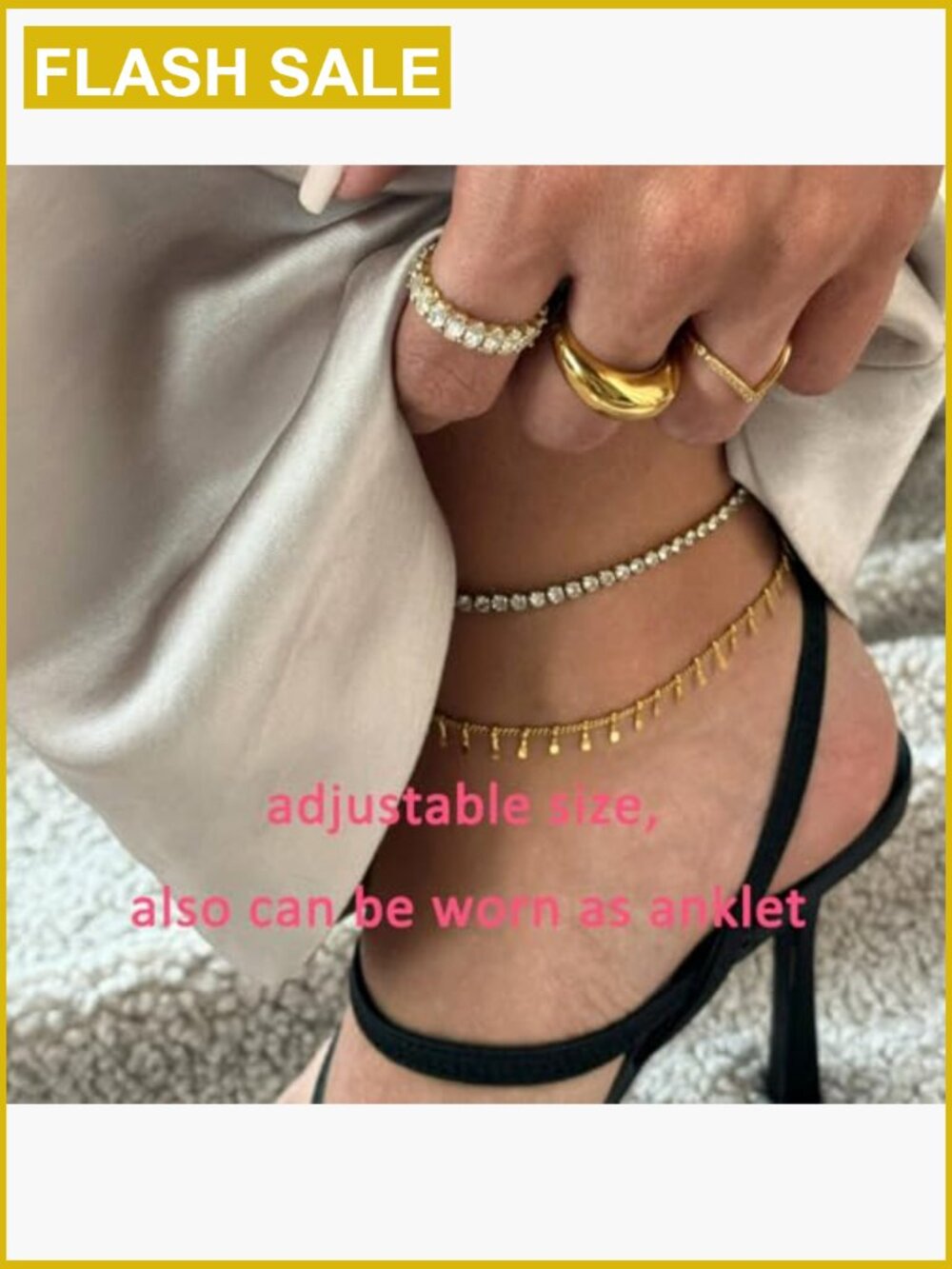 18k Gold Plated Tennis Bracelet Non Tarnish CZ Diamond Crystal Adjustable - Picture 6 of 7